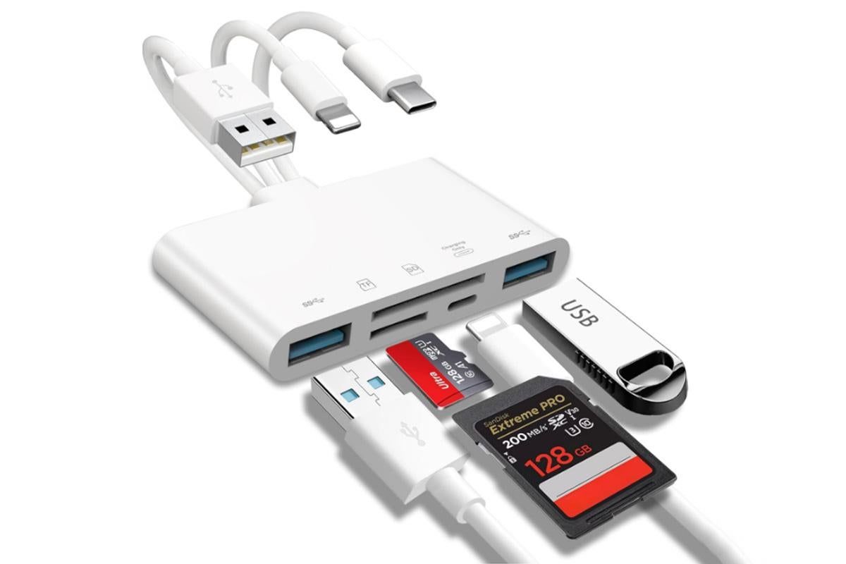 5 In 1 Memory Card Reader USB OTG Adapter SD Card Reader For iPhone iPad