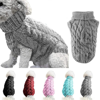Pet Dog Sweater Pet Turtleneck Knitting Sweater Winter Warmer Clothes Pet Pullover Knitwear - Pink