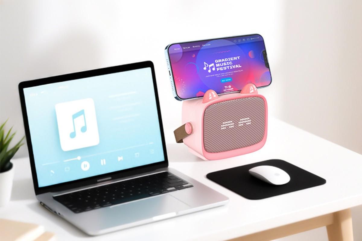 Mini Karaoke Machine Toys Gifts Portable MP3 Player with 2 Wireless Microphone - Pink