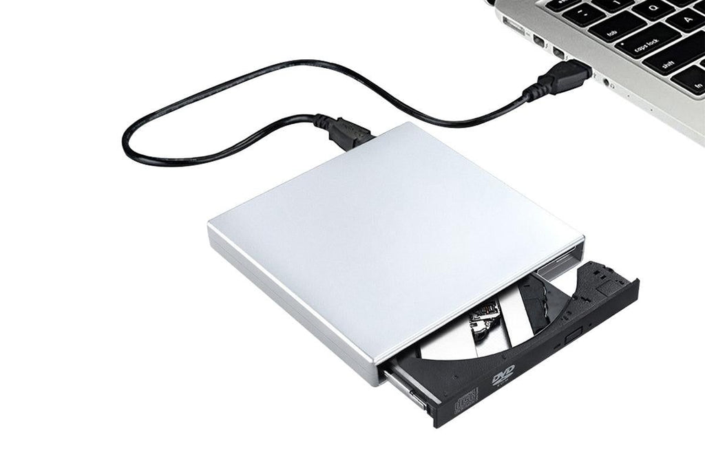 USB 2.0 Slim Protable External CD-RW Drive Writer Player for Laptop Notebook PC Desktop Computer -Silver