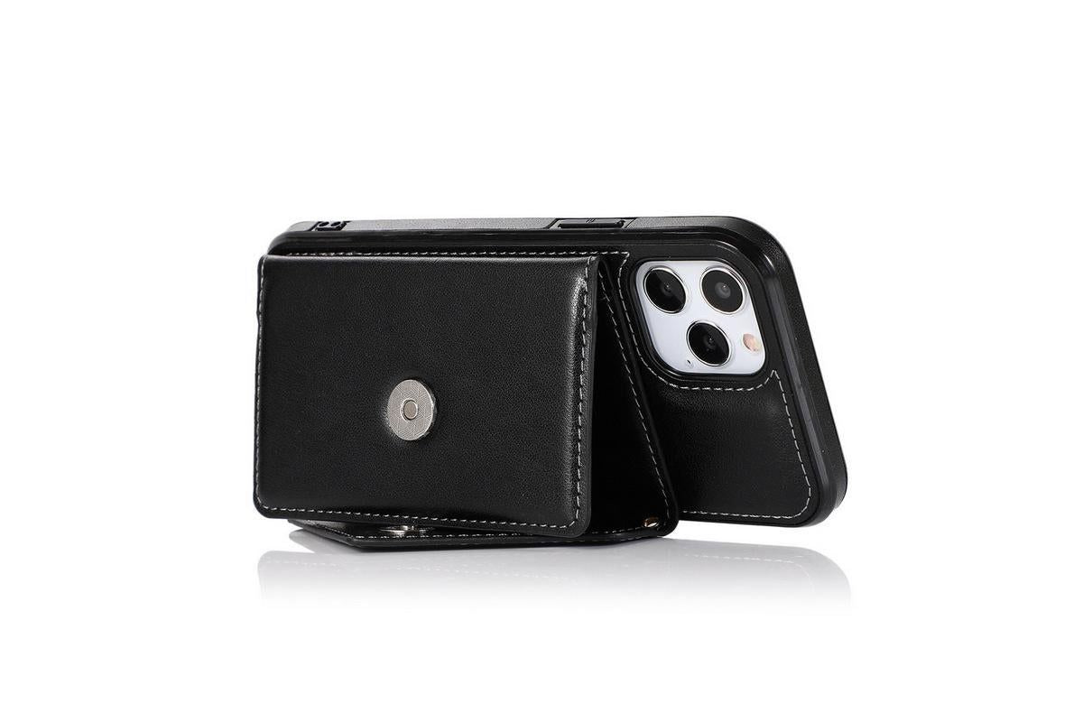 PU Leather Crossbody Phone Case Cover Wallet Card Holder for iPhone 13 Series -Black /iPhone13 Pro 6.1