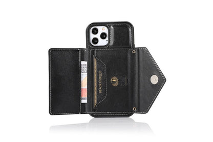 PU Leather Crossbody Phone Case Cover Wallet Card Holder for iPhone 13 Series -Black /iPhone13 Pro 6.1