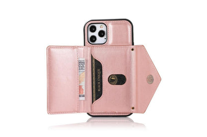 PU Leather Crossbody Phone Case Cover Wallet Card Holder for iPhone 13 Series -Rose Gold /iPhone13 6.1