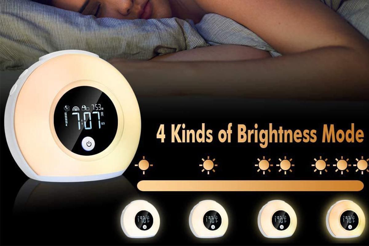 Wake-Up Light Alarm Clock Night Light Alarm Clock with Bluetooth Speaker Dimmable Colorful Light