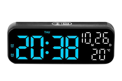 LED Digital Clock with Temperature Humidity Display for Bedroom Black