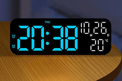 LED Digital Clock with Temperature Humidity Display for Bedroom Black