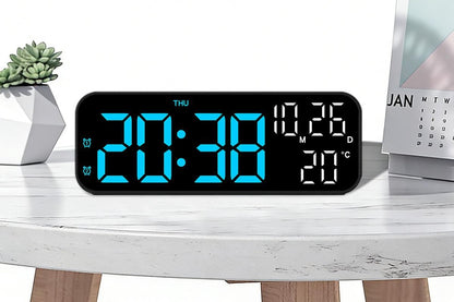 LED Digital Clock with Temperature Humidity Display for Bedroom Black