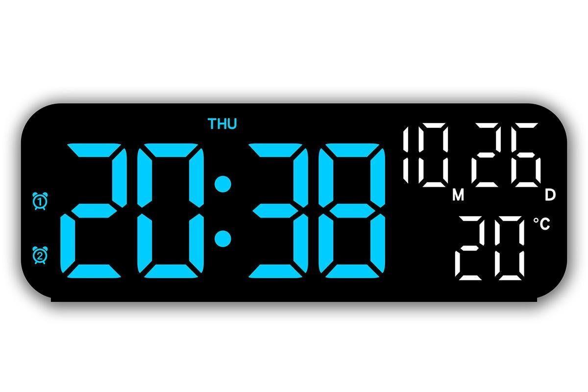 LED Digital Clock with Temperature Humidity Display for Bedroom Black