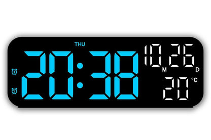 LED Digital Clock with Temperature Humidity Display for Bedroom Black