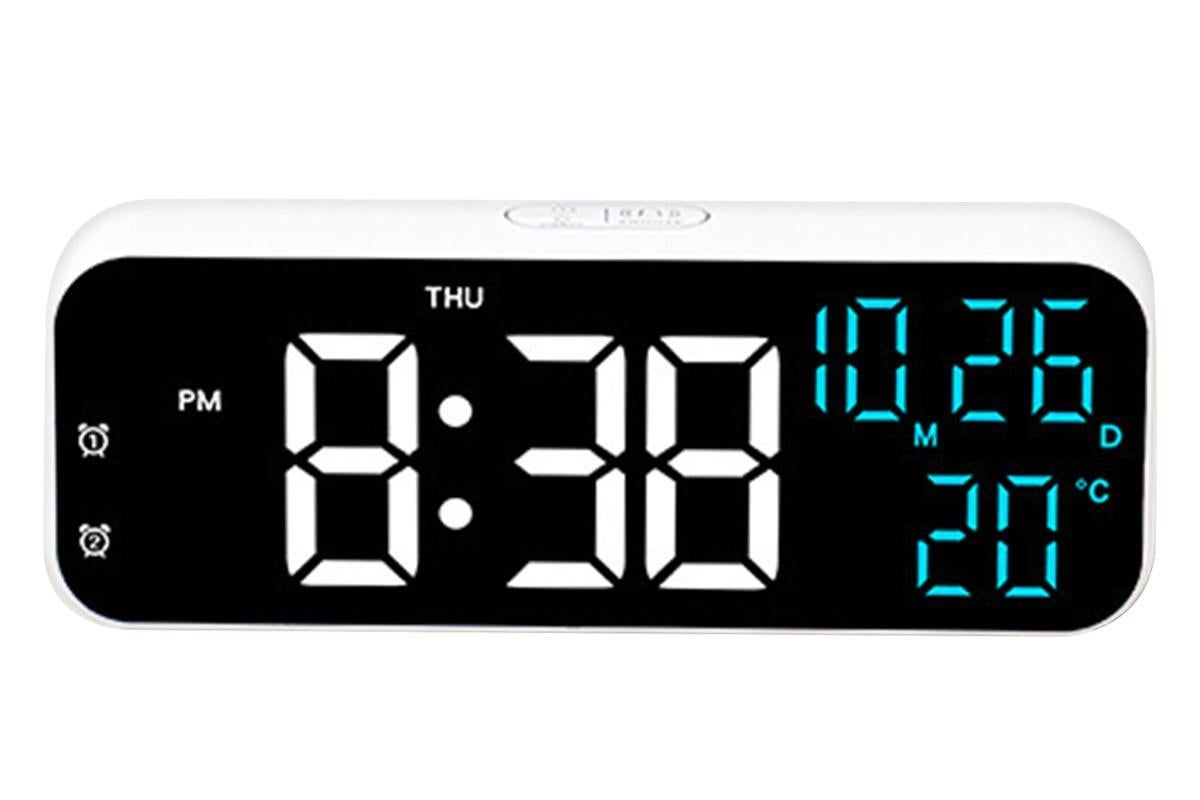 LED Digital Clock with Temperature Humidity Display for Bedroom Black