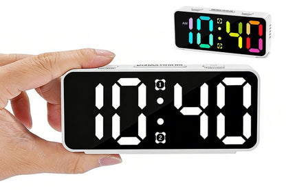 Small Digital Alarm Clock with 5 Dimmers and 5 Alarm Volumes for Bedrooms - White