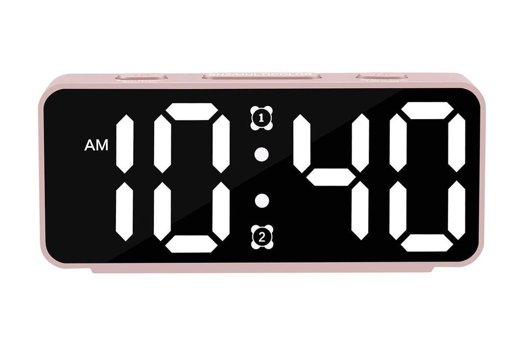 Small Digital Alarm Clock with 5 Dimmers and 5 Alarm Volumes for Bedrooms - Pink