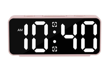 Small Digital Alarm Clock with 5 Dimmers and 5 Alarm Volumes for Bedrooms - Pink