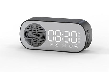 FM Speaker LED Display Portable Alarm Clock Home Decor Bluetooth Digital Radio - Black