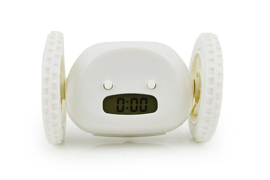 Rolling Loud Alarm Clock Runaway Bedside Mobile Clock for Deep Sleepers Home Decoration - White