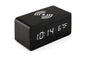 Digital Alarm Clock Wooden Table Desk Bedside LED Clock with Wireless Charger -Black