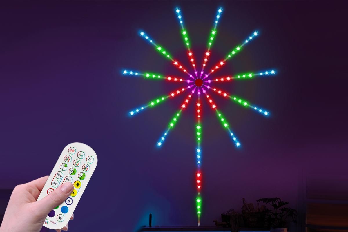 One App Control Launch Burst Effect Color Changing USB Smart Firework Led Strip Lights with Remote for Christmas Decor Bedroom