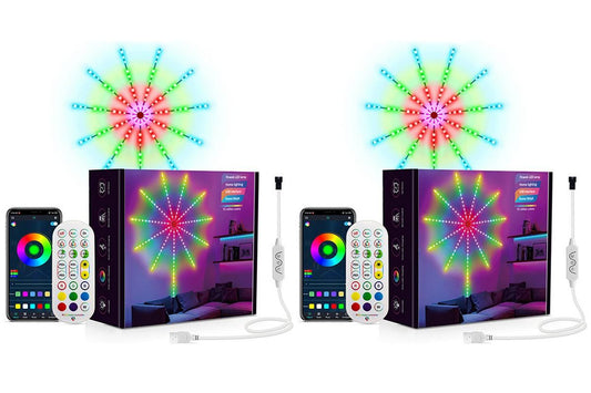 Two App Control Launch Burst Effect Color Changing USB Smart Firework Led Strip Lights with Remote for Christmas Decor Bedroom