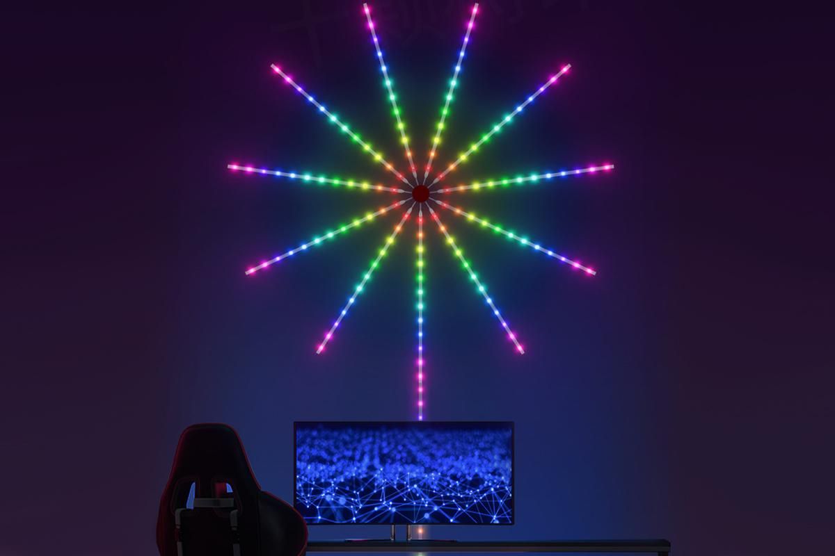 Two App Control Launch Burst Effect Color Changing USB Smart Firework Led Strip Lights with Remote for Christmas Decor Bedroom