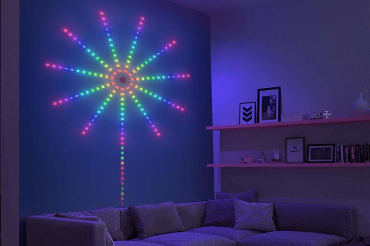 Two App Control Launch Burst Effect Color Changing USB Smart Firework Led Strip Lights with Remote for Christmas Decor Bedroom