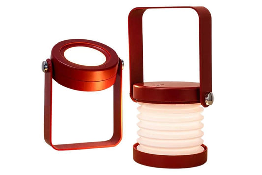 LED Desk Lamp for Office Home Wireless Reading Lamp Dimmable Foldable LED Night Light Portable Camping Flashlight Table Lamp -Red