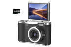 HD 1080P Flip Screen Retro Digital Camera 2.4-inch Display with 64GB TF Card - White