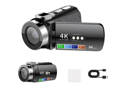 4K Video Camera Camcorder 64MP Vlogging Camera With 28X Digital Zoom for YouTube - Black Pro Version