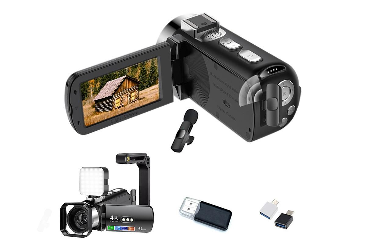 4K Video Camera Camcorder 64MP Vlogging Camera With 28X Digital Zoom for YouTube - Black Pro Version