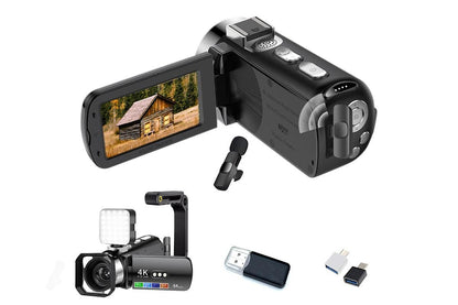 4K Video Camera Camcorder 64MP Vlogging Camera With 28X Digital Zoom for YouTube - Black Pro Version
