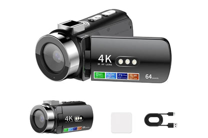 4K Video Camera Camcorder 64MP Vlogging Camera With 28X Digital Zoom for YouTube - Black Pro Version