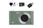 4K HD Digital Camera for Photography and Video Vlogging Camera Camera with 32G Memory Card 16X Digital Zoom -Green