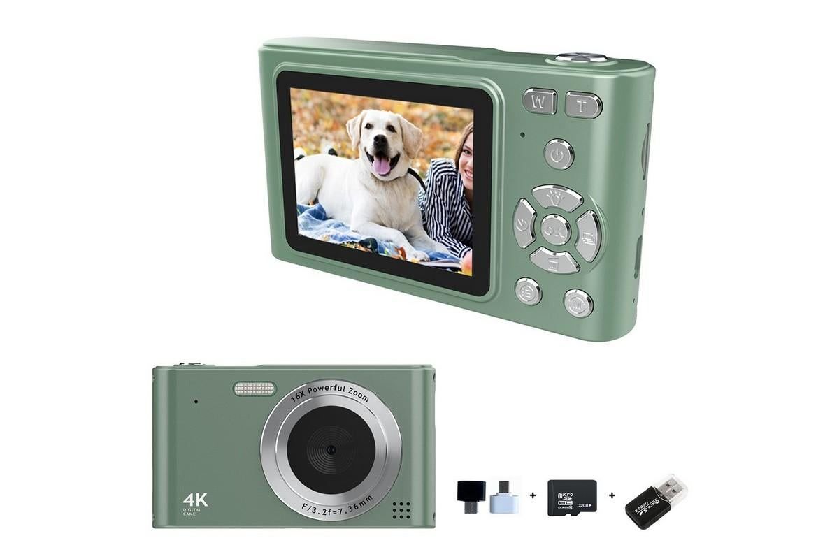 4K Digital Camera for Photography Vlogging Camera for YouTube Video 16X Digital Zoom with 32G Memory Card - Green