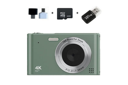 4K Digital Camera for Photography Vlogging Camera for YouTube Video 16X Digital Zoom with 32G Memory Card - Green