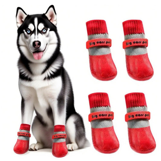 Waterproof Anti Slip Pet Shoes with Rubber Sole for Indoor and Outdoor Use Red - M