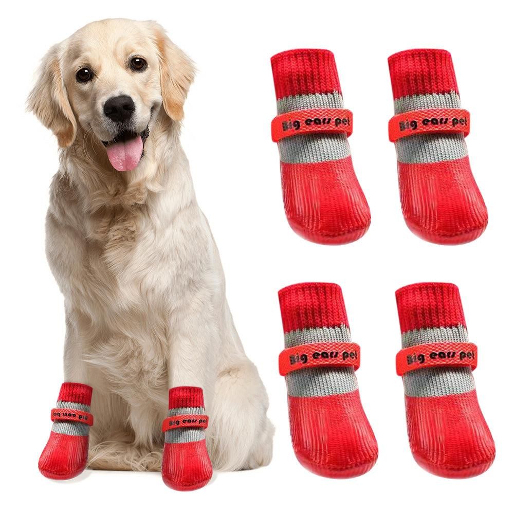 Waterproof Anti Slip Pet Shoes with Rubber Sole for Indoor and Outdoor Use Red - M