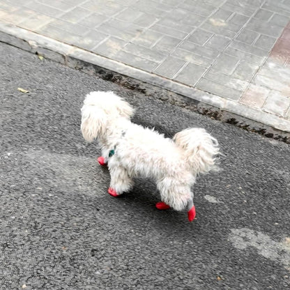 Waterproof Anti Slip Pet Shoes with Rubber Sole for Indoor and Outdoor Use Red - XL