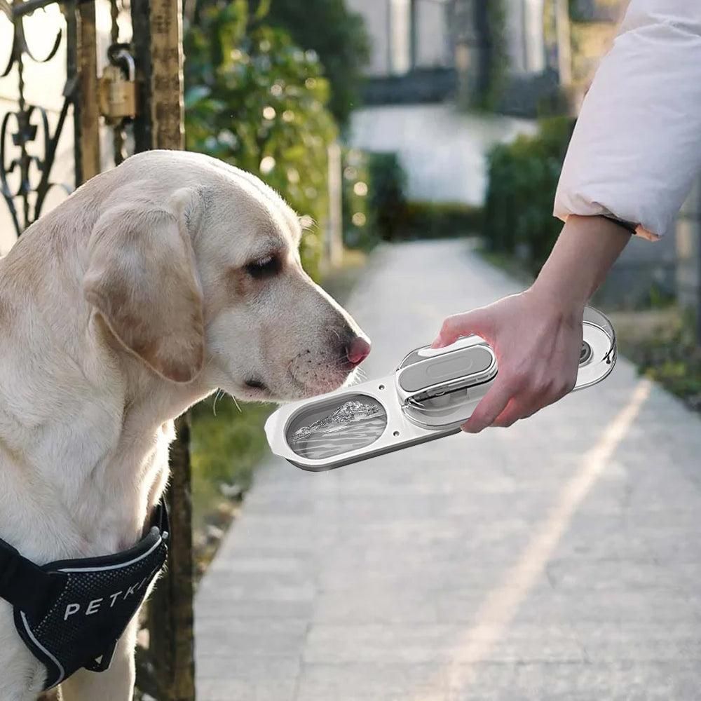 350ml Foldable Pet Dog Water Bottle Leak-proof Water Feeder for Travel Walking Hiking Grey