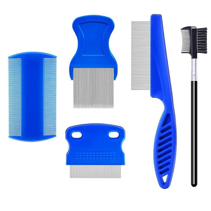 5 Pcs Set Flea Lice Comb for Pets Stainless Steel Dog Cat Dematting Grooming Combs