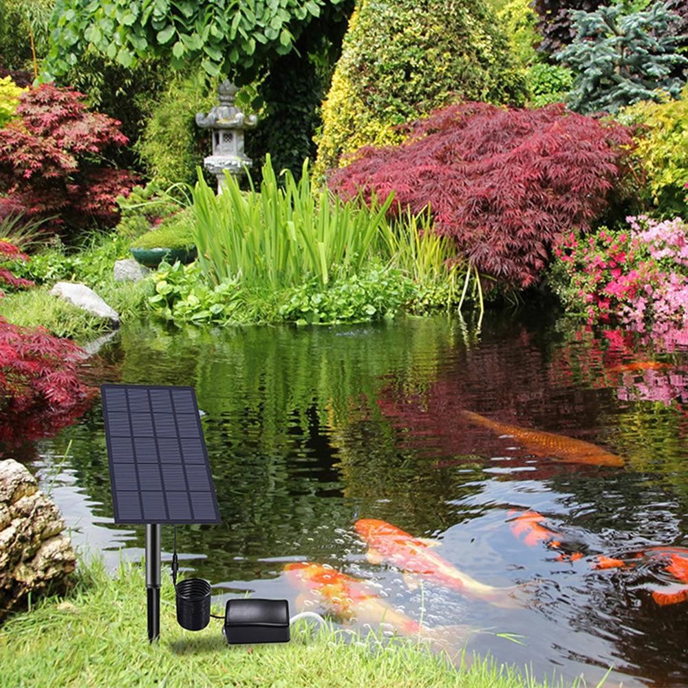 Solar Oxygenator Aquarium Oxygen Aerator Air Pump Fishing Aerator with Pipe for Garden Fish Tank Outdoor Pool Pond