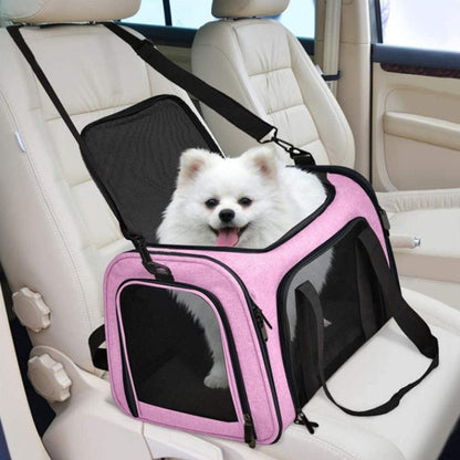 Foldable Travel Pet Carrier Bag Portable Cat Dog Kennel Bag Pink - L