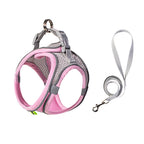 Pet Cat Harness and Leash Set Breathable Vest with Reflective Strip for Kitten Walking Traveling Orange - S