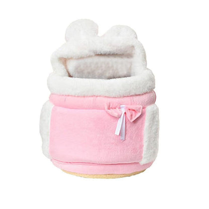 Plush Pet Carrier Backpack Pet Warm Bag with Hand Warmer Pocket Pink - S