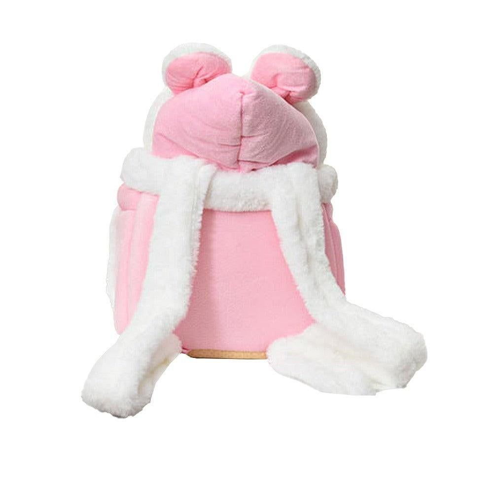 Plush Pet Carrier Backpack Pet Warm Bag with Hand Warmer Pocket Pink - S