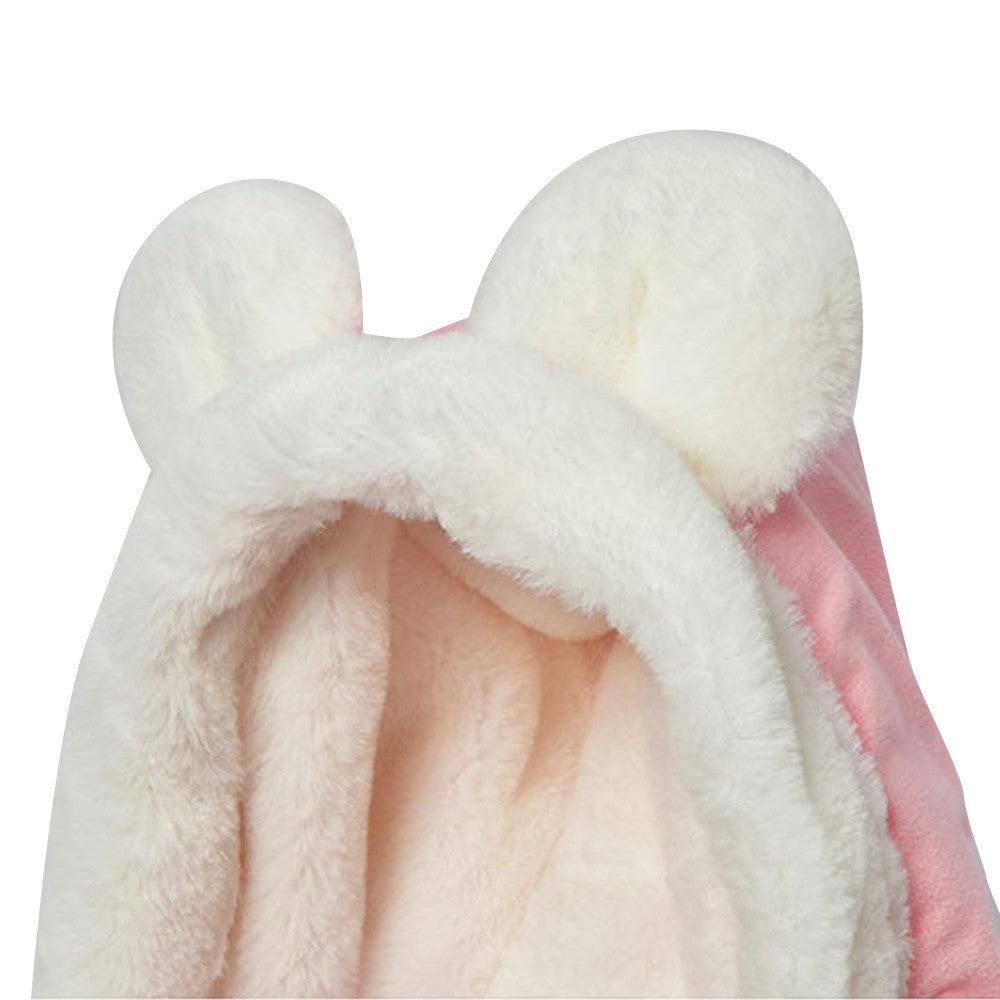 Plush Pet Carrier Backpack Pet Warm Bag with Hand Warmer Pocket Pink - S