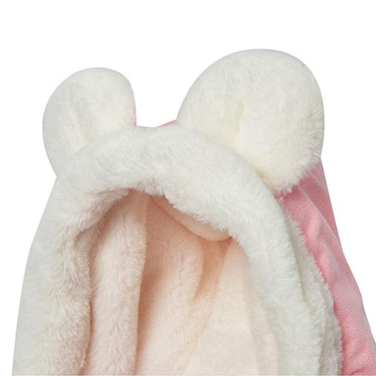Plush Pet Carrier Backpack Pet Warm Bag with Hand Warmer Pocket Pink - S
