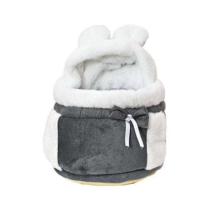 Plush Pet Carrier Backpack Pet Warm Bag with Hand Warmer Pocket Pink - S