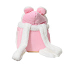 Plush Pet Carrier Backpack Pet Warm Bag with Hand Warmer Pocket Pink - M