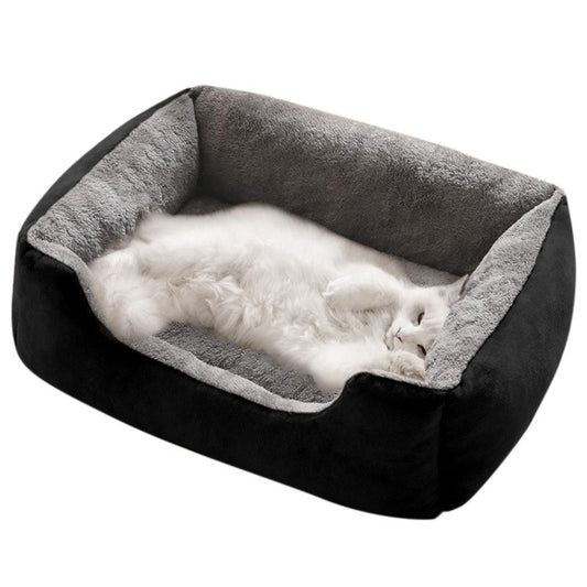 Rectangle Pet Bed for Dogs Cats Beds Warming Soft Calming Sleeping Puppy Bed Black - M