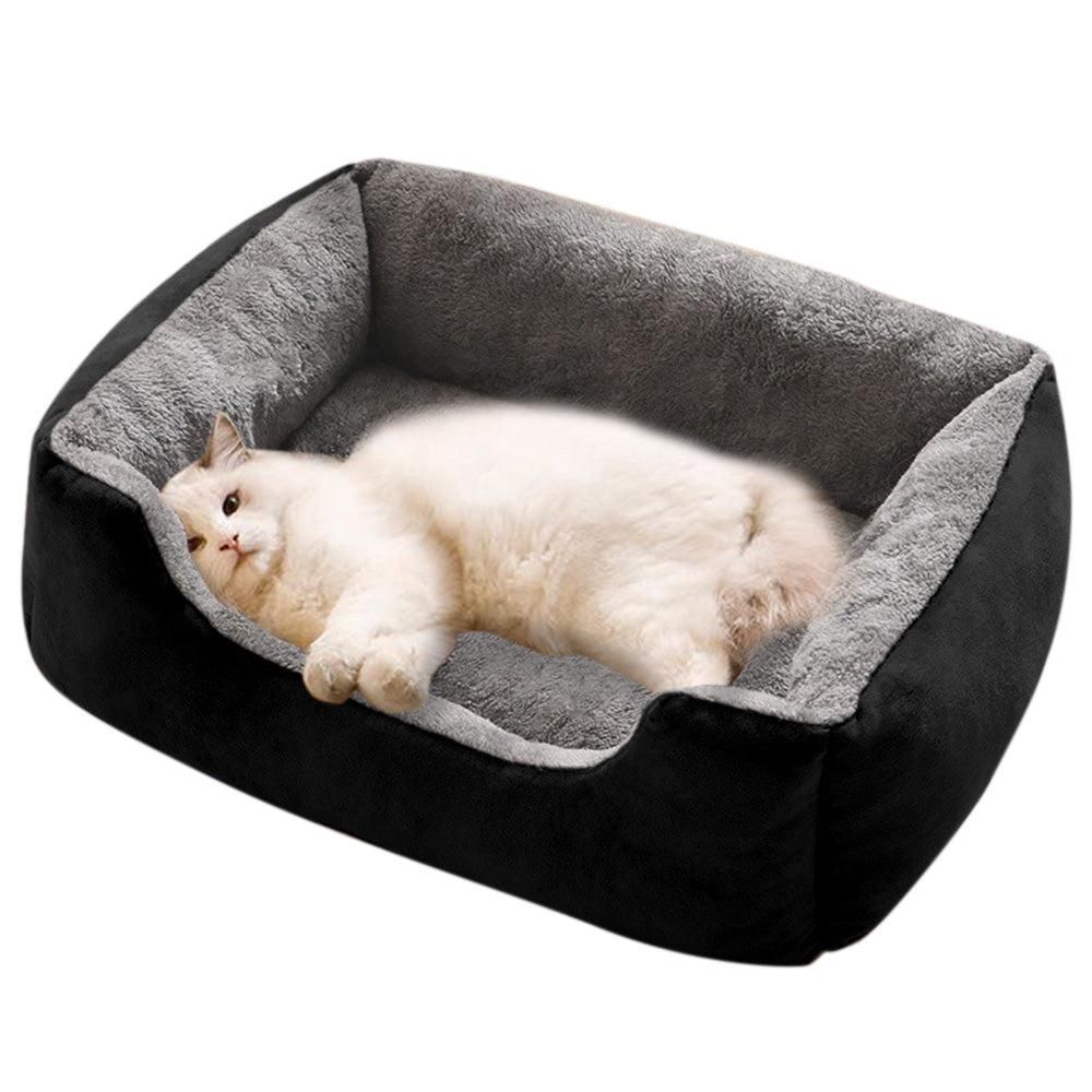 Rectangle Pet Bed for Dogs Cats Beds Warming Soft Calming Sleeping Puppy Bed Black - L