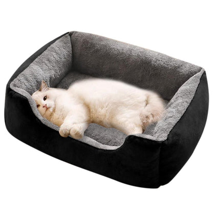 Rectangle Pet Bed for Dogs Cats Beds Warming Soft Calming Sleeping Puppy Bed Black - L